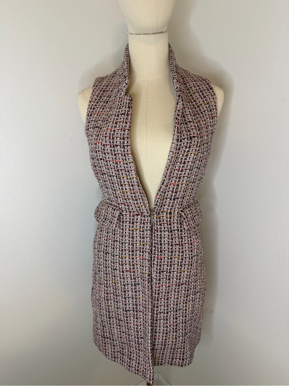 Zara Pink Tweed Sweater Vest Size XS
